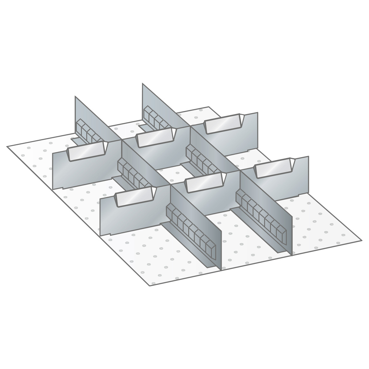 Lista Einteilungsmaterial für 18 x 27 E, 2 Schlitzwände und 6 Trennbleche für 150 mm Fronthöhe