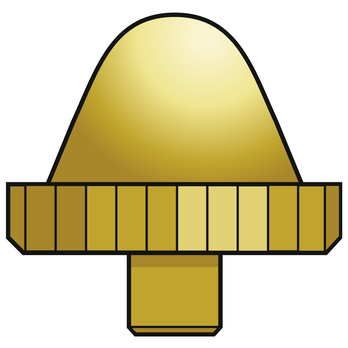 Einfache Krone 916 ZH, 1 Micron gelb, Rohr kurz, Ø 4,5, Gewinde 0,90, nicht wasserdicht