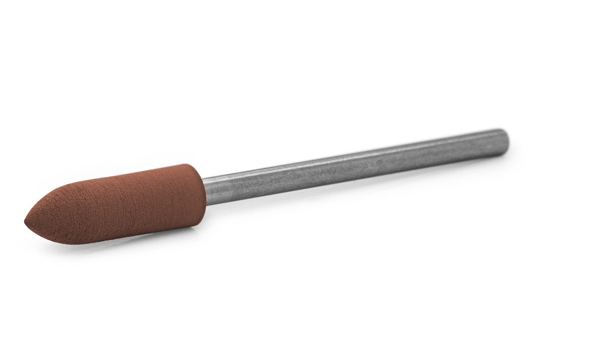 Polierer Eveflex, rotbraun, Torpedo, Ø 5 x 16 mm, weich, Korn mittel, HP-Schaft