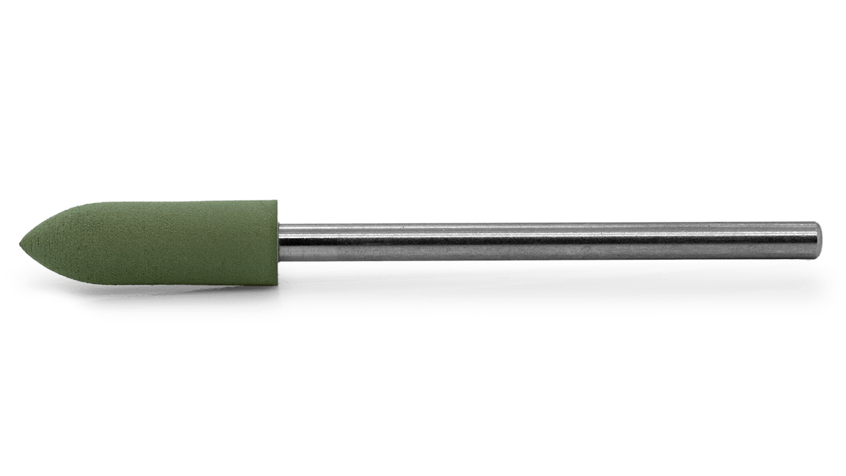 Polijster Eveflex, groen, torpedo, Ø 5 x 16 mm, zeer zacht, korrel fijn, HP-schacht