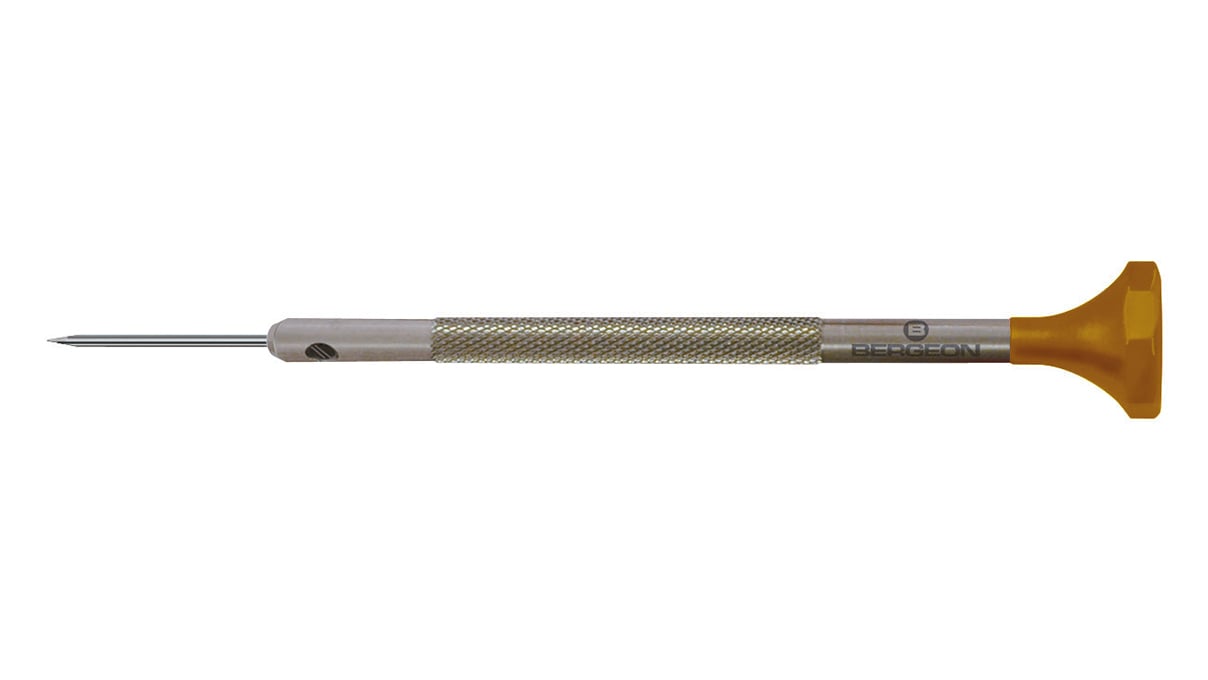 Bergeon 30081-130 Stainless steel screwdriver 1,30 mm, brown, ergonomic head made of self-lubricating
POM plastic