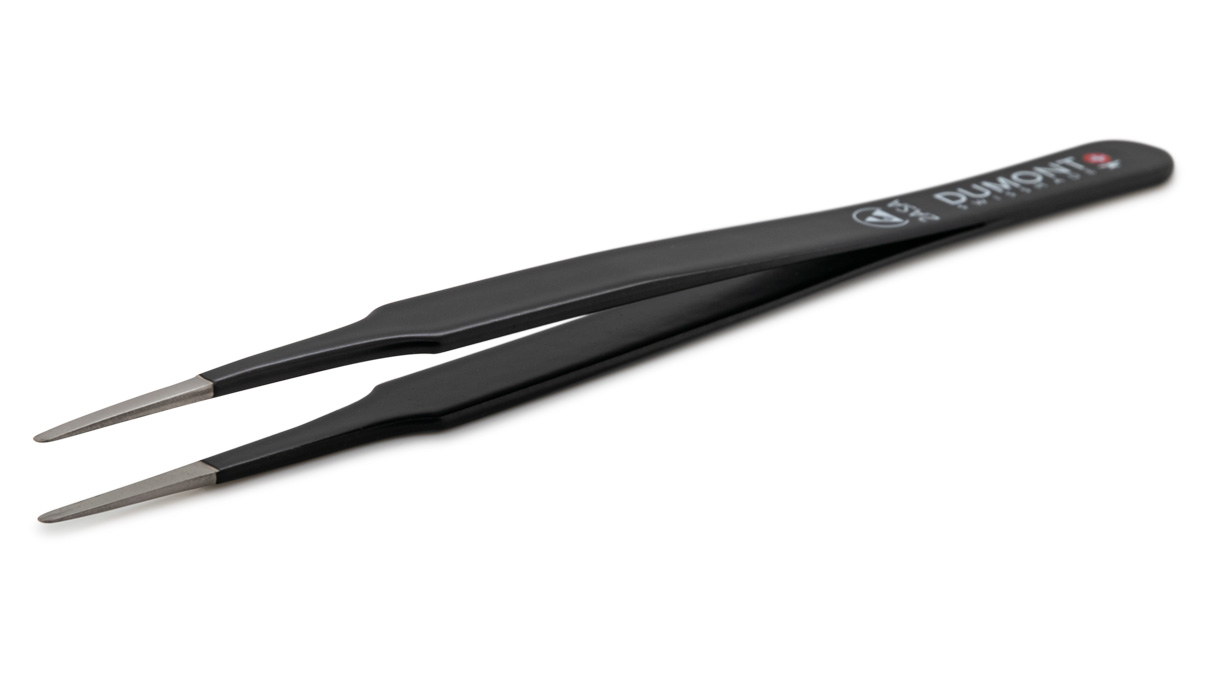 Dumont tweezers type 2A, ESD coating, black, 120 mm