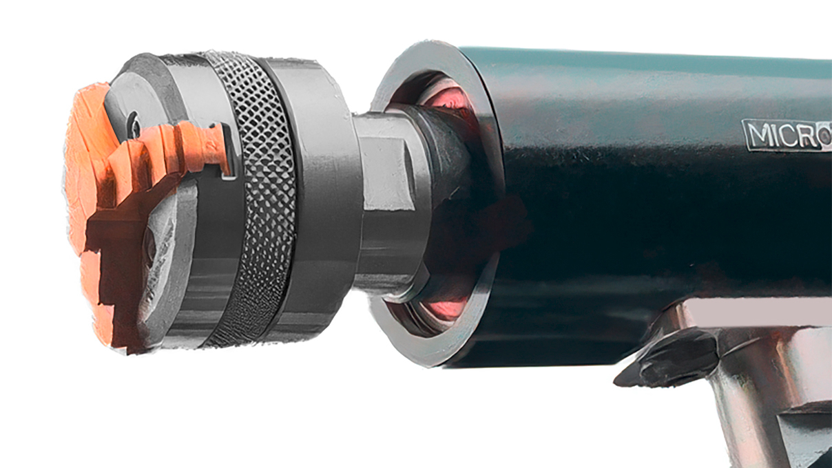 Micromecalp Lapping trolley with micrometric adjustment and three standard collet chucks (Ø 40 mm, individually
sizeable), incl. Nano X36 with variable brass jaws, M14 thread