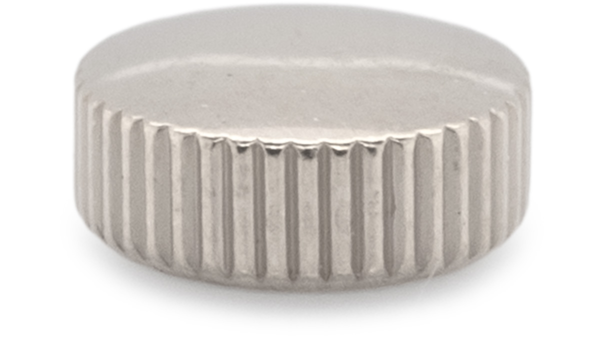Waterproof crown, Japanese shape, Stainless steel, White, Head Ø 3,5 mm, Thread Ø 0,6 mm