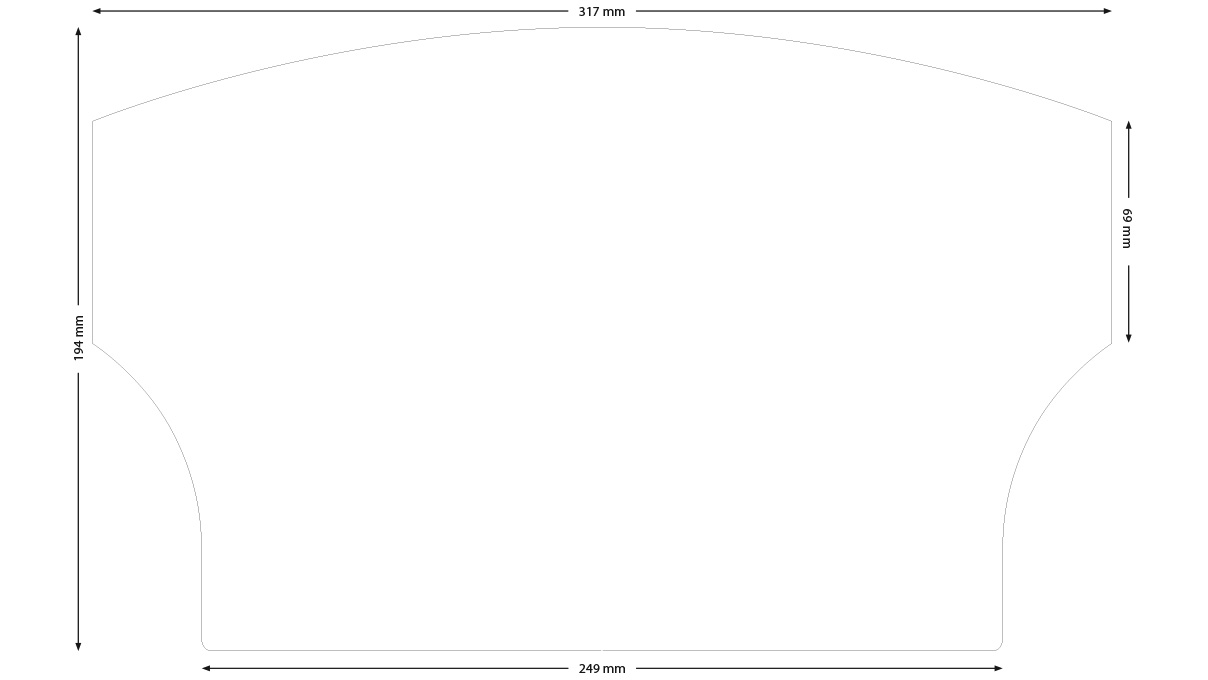 Antistatisch werkbank mat, zacht, gebogen vorm, 317 x 194 mm, zwart