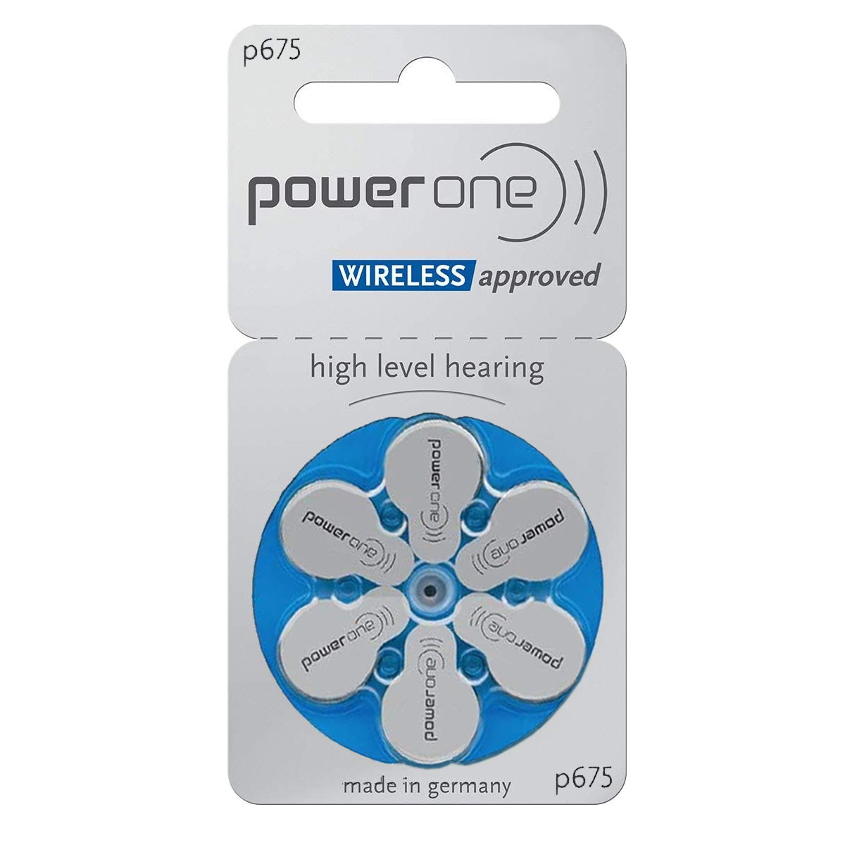 Power One 6 Hearing aid batteries Zinc Air No. 675, blister, Mercury Free