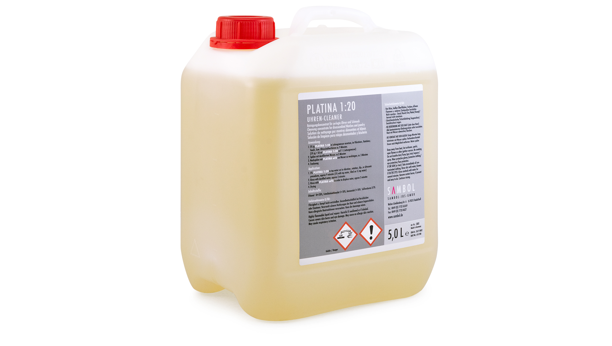 Sambol Platina 1:20 reinigingsconcentraat voor horloges, 5 l