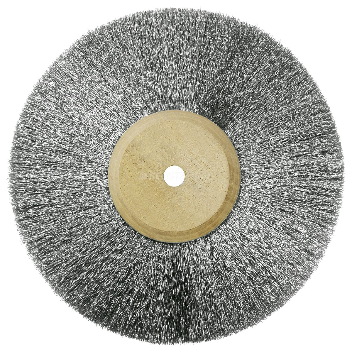 Circular brush, steel, Ø 100 mm, wire 0,1 mm, 4-row, with wooden core