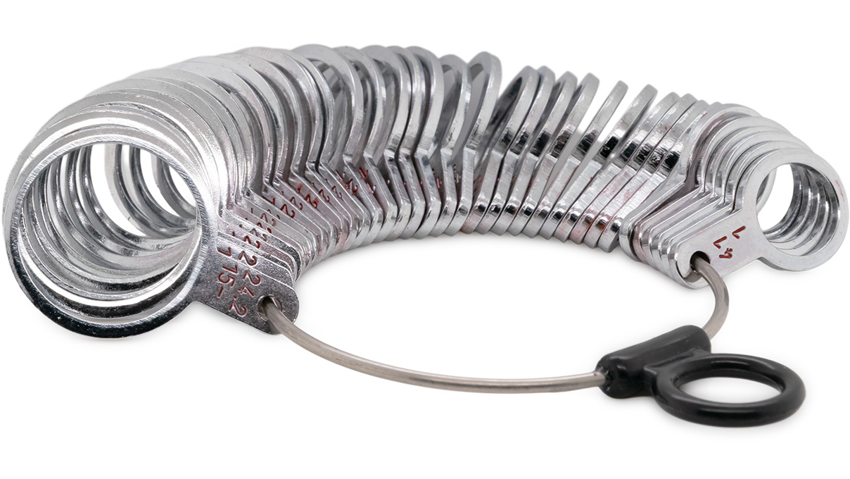 Ringmaß, Metall, EU-Maß 1 - 36, Innenumfang 41 - 76 mm, flach, Breite 2 mm Ringmaß, Metall, EU-Maß 1 - 36, Innenumfang 41 - 76 mm, flach, Breite 2 mm