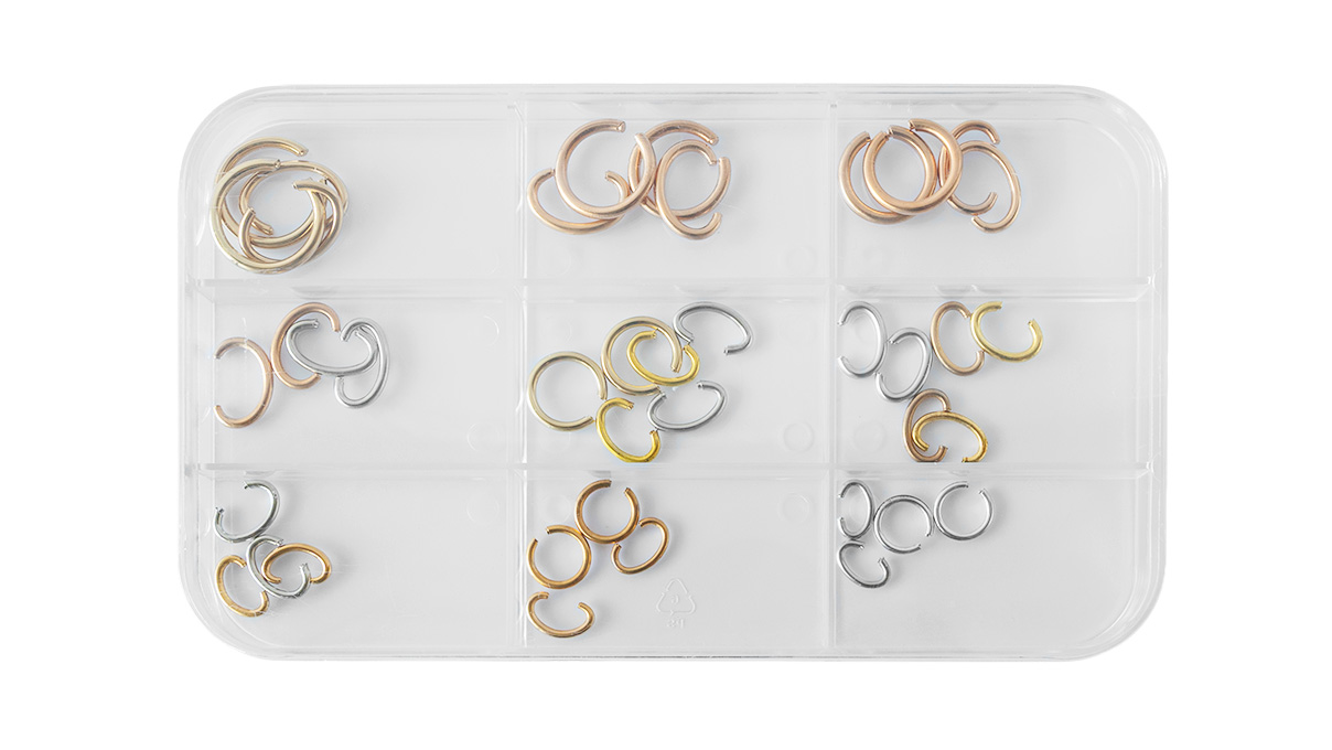 Assortiment zakhorlogebeugels, ovaal en rond, 40 stuks