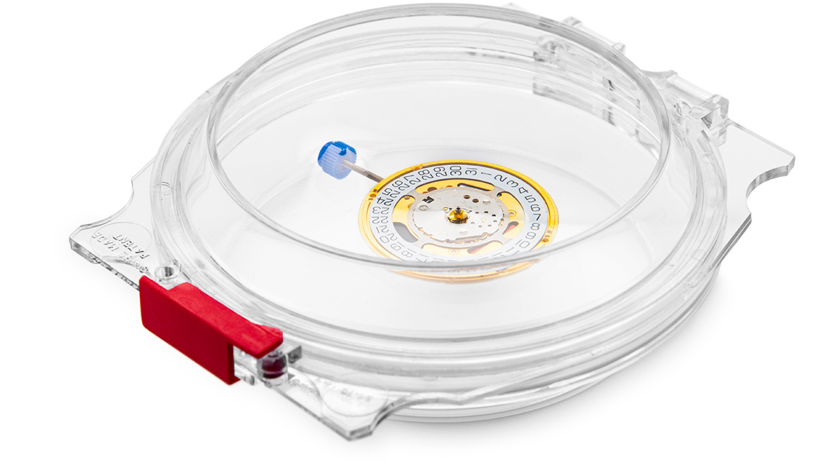 Membraandoos, Ø 64 mm, hoogte 24 mm, met sluiting, transparant