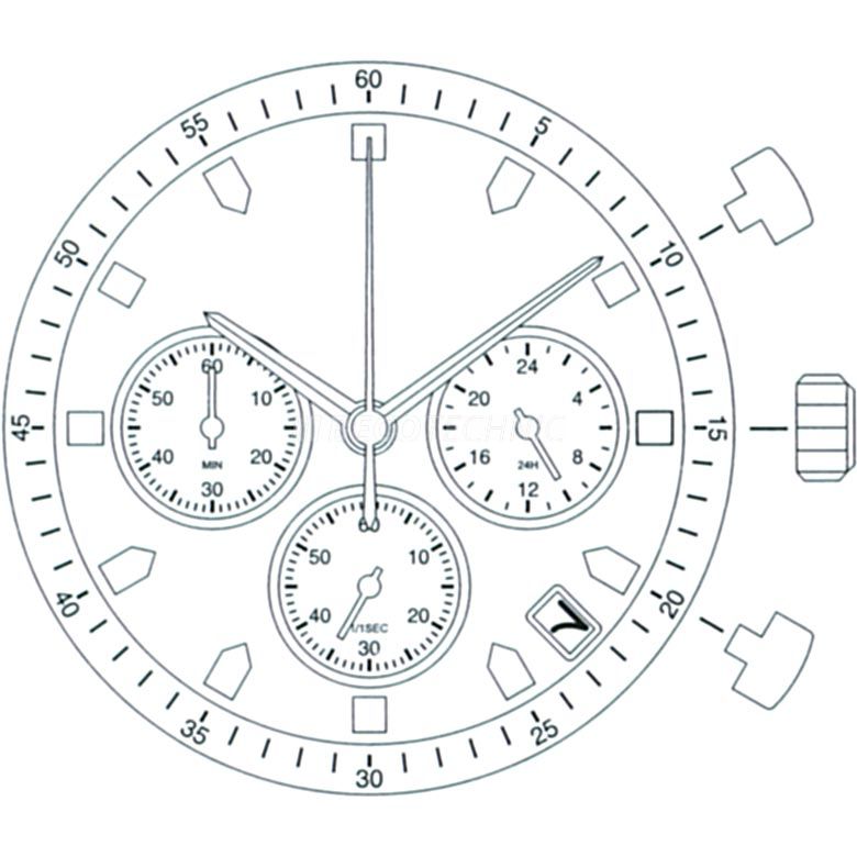 AU-Werk Miyota 0S20 13 1/2''' DATE4.5, Hängend, 3EYES CHR 24HOURS Quartz (399 | SR927W)