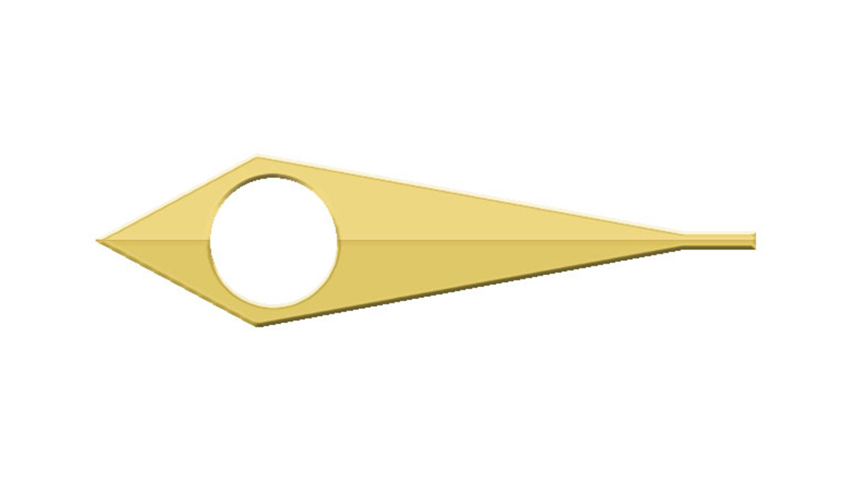 Uurwijzer, Dauphine vorm, geel, gat Ø 1,5 mm, lengte 10 mm