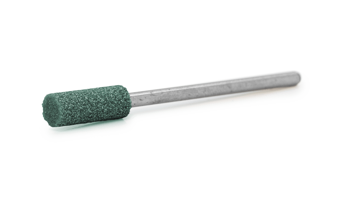 Keramischer Schleifer, Siliciumcarbid, grün, Zylinder, Ø 2,5 x 6 mm, HP-Schaft