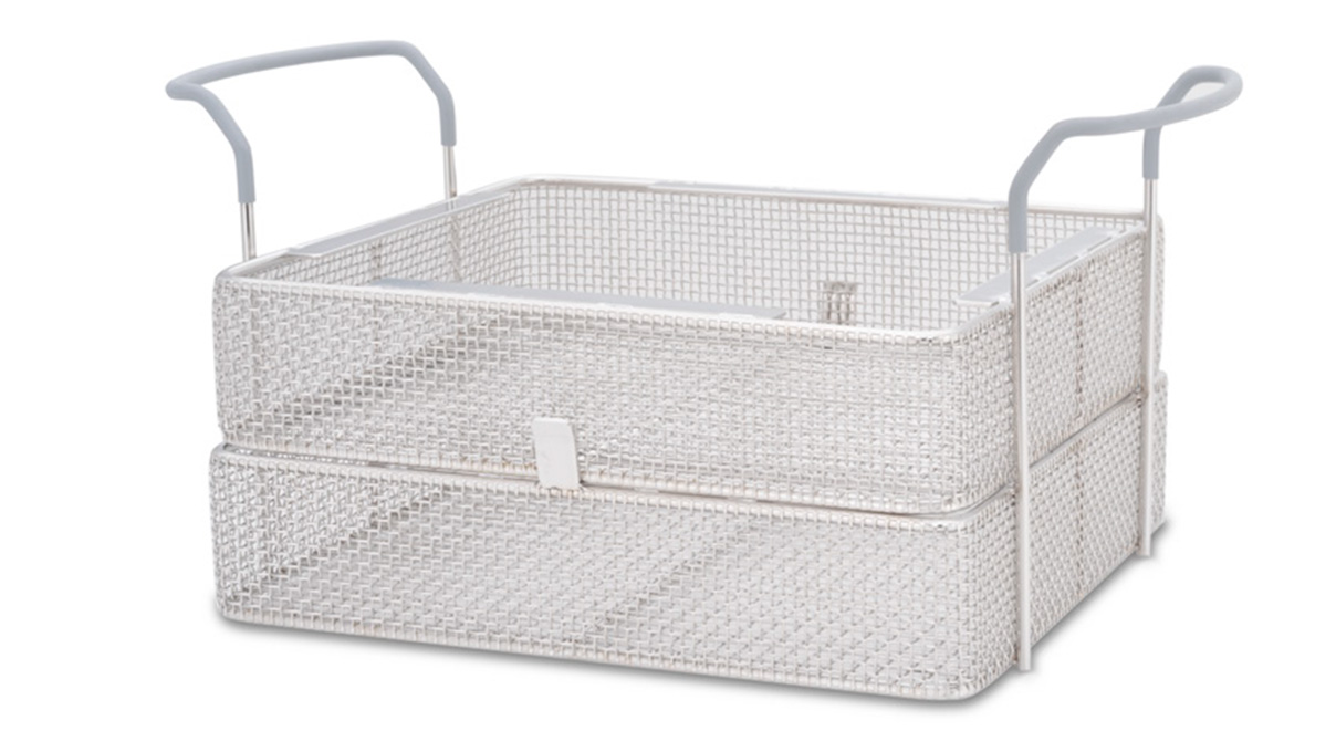 Stackable basket for Elmasonic, stainless steel with coated handles, size 900