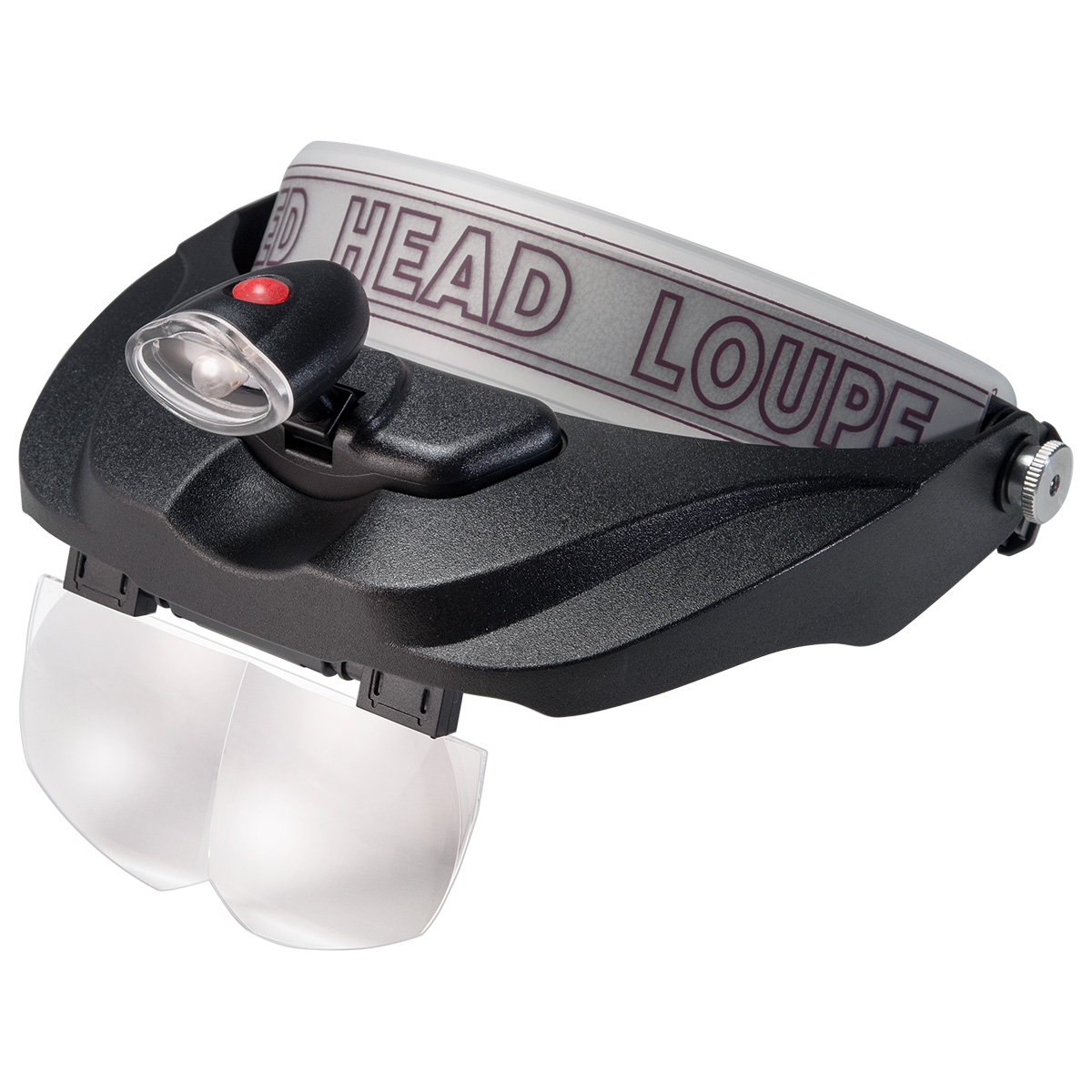 Headband magnifier, LED light, 4 lenses 1,2x, 1,8x, 2,5x, 3,5x, incl. 2 batteries AAA