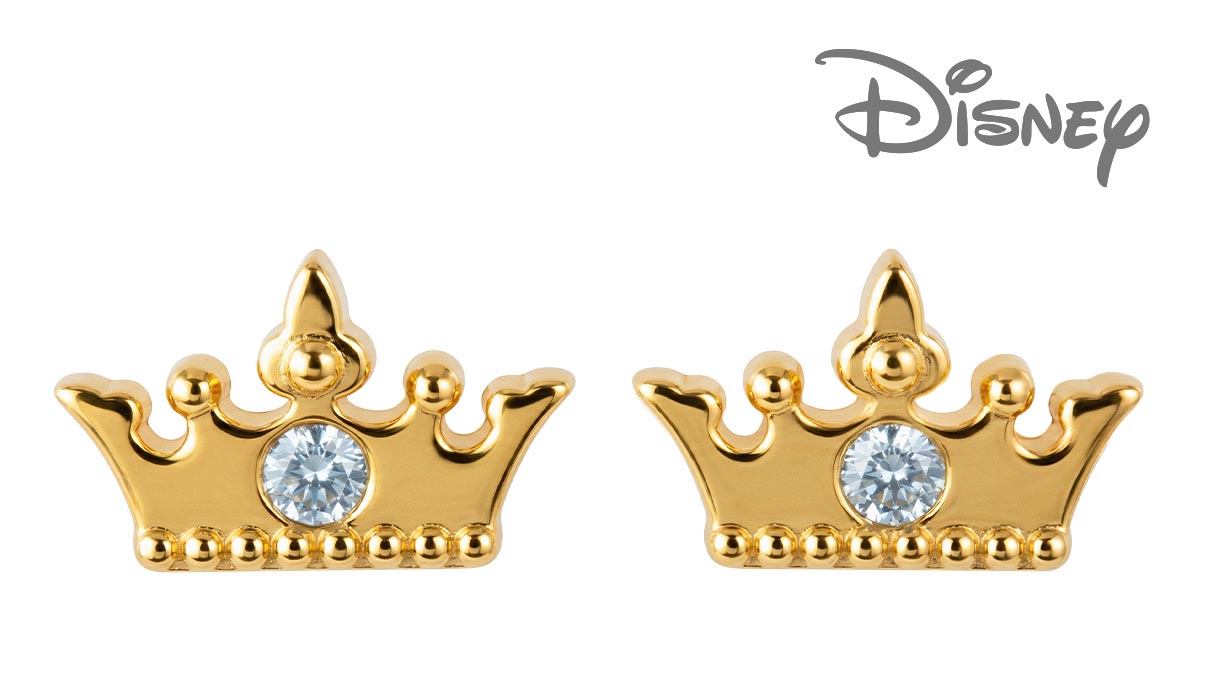 QPP Ohrstecker JCM11, Krone gold, Disney-lizenziert, gelb, 1 Paar