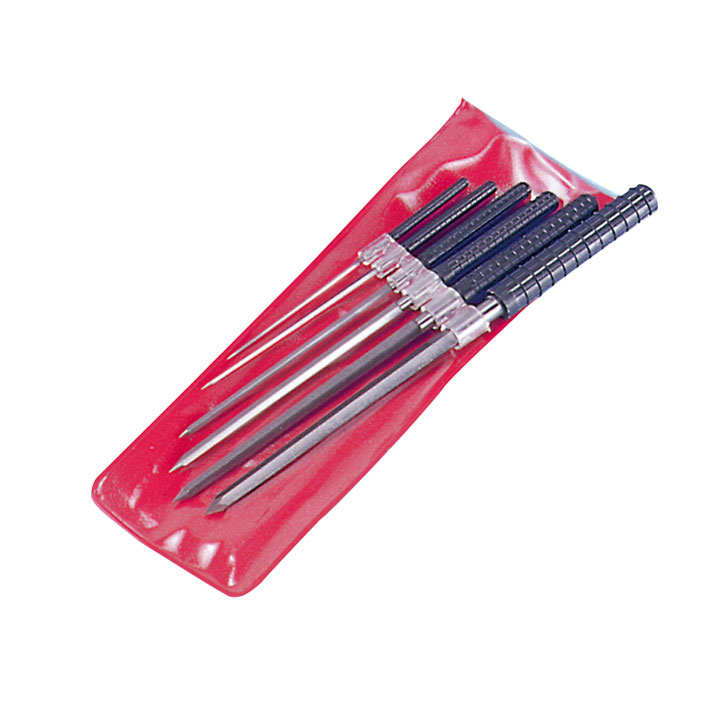 Assorted cutting broaches with handles, 6 pcs.
Ø 2,2 - 6,0 mm