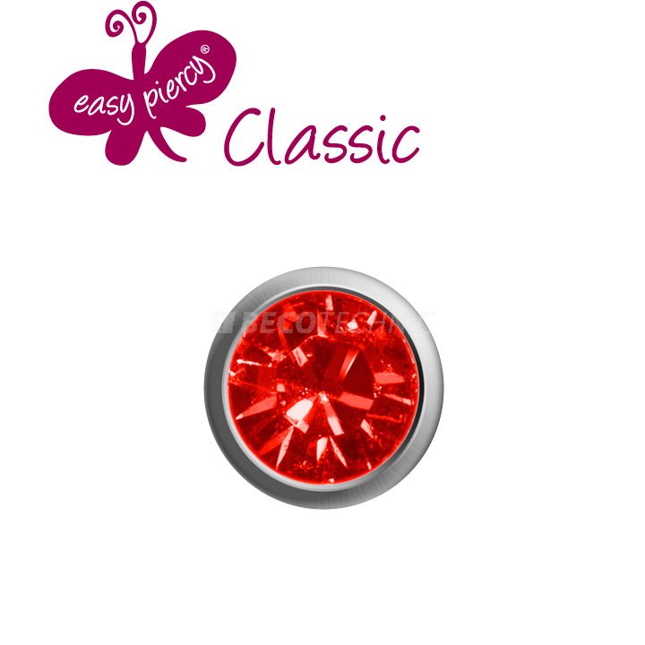 1 pairs ear studs Easy Piercy Classic, white, mini ruby imitation