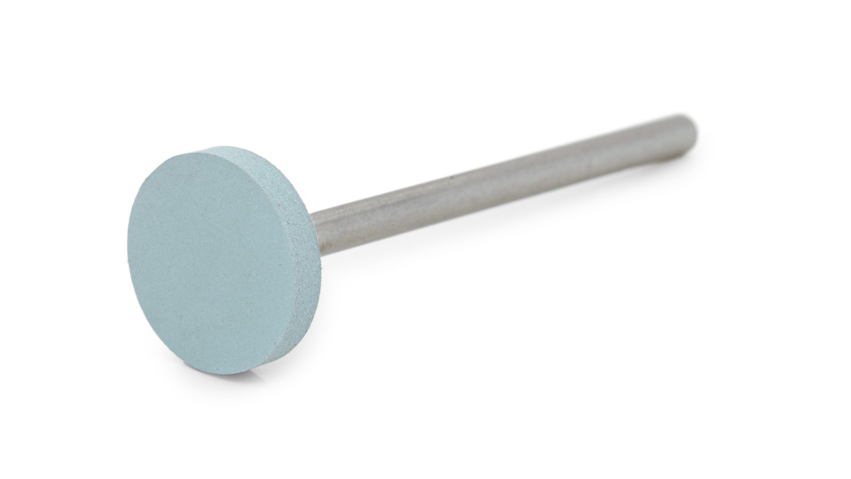 Pulidora, turquese, rueda, Ø 12 x 2,5 mm, medio, grano extra fino, mango HP, 2 piezas