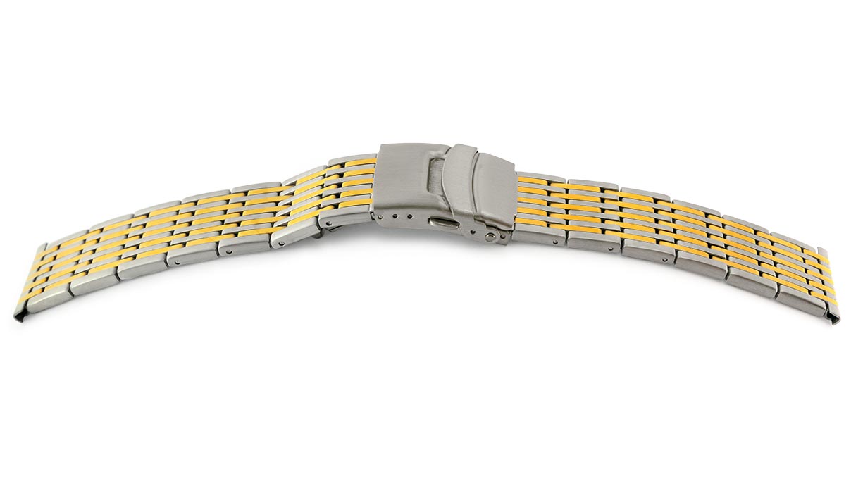 Watch bracelet Elegance, stainless steel, bicolor, width 22 mm, lug width 24 mm, length 175 mm