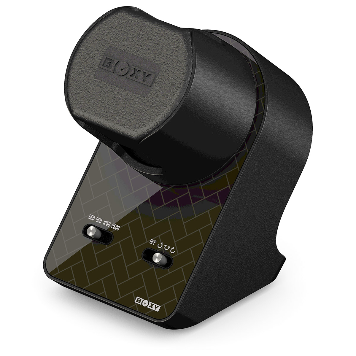 Boxy BLDC Nightstand EXT, Uhrenbeweger für 1 Uhr, Skyline Shadow, mit USB Ladekabel