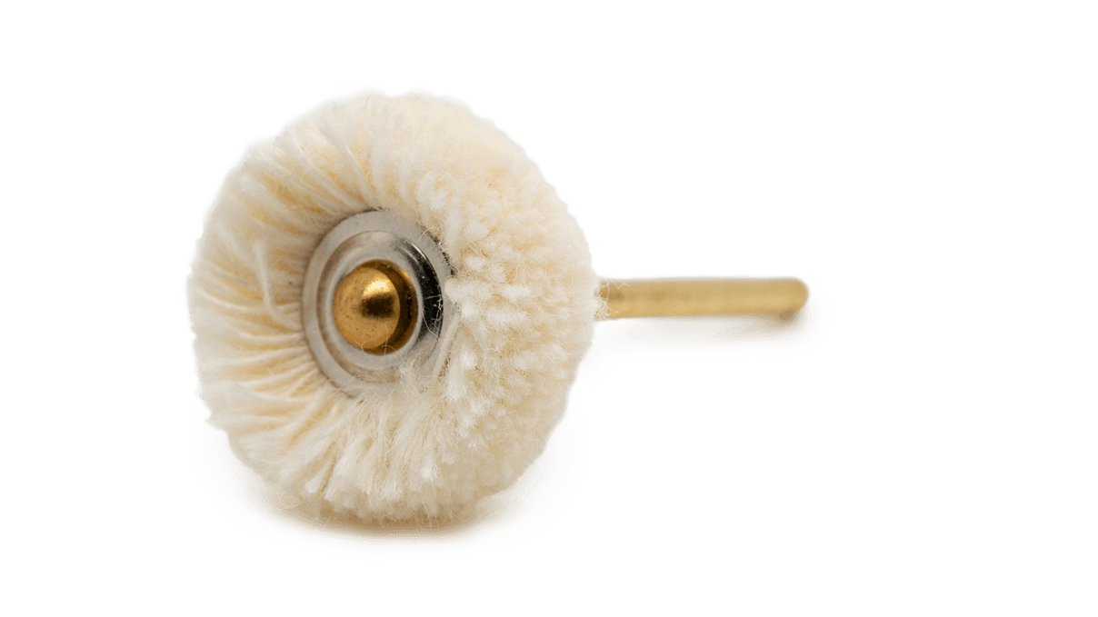 Discos de pulido, hilo de lana, blanco, Ø 21 mm, muy suave, mango HP