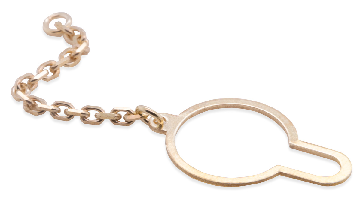 Button security, punched, chain 30 mm, 925/- silver, gold-plated
