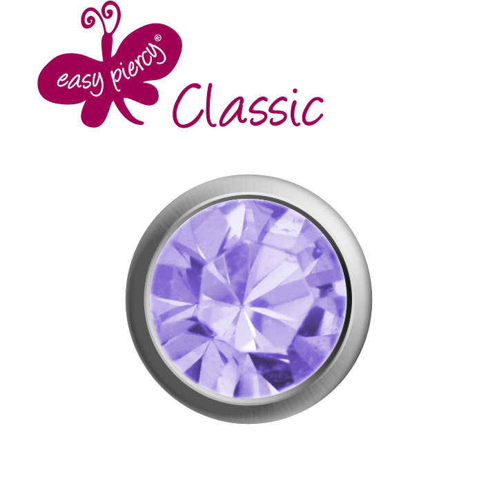 1 pair ear studs Easy Piercy Classic, white, Alexandrite imitation