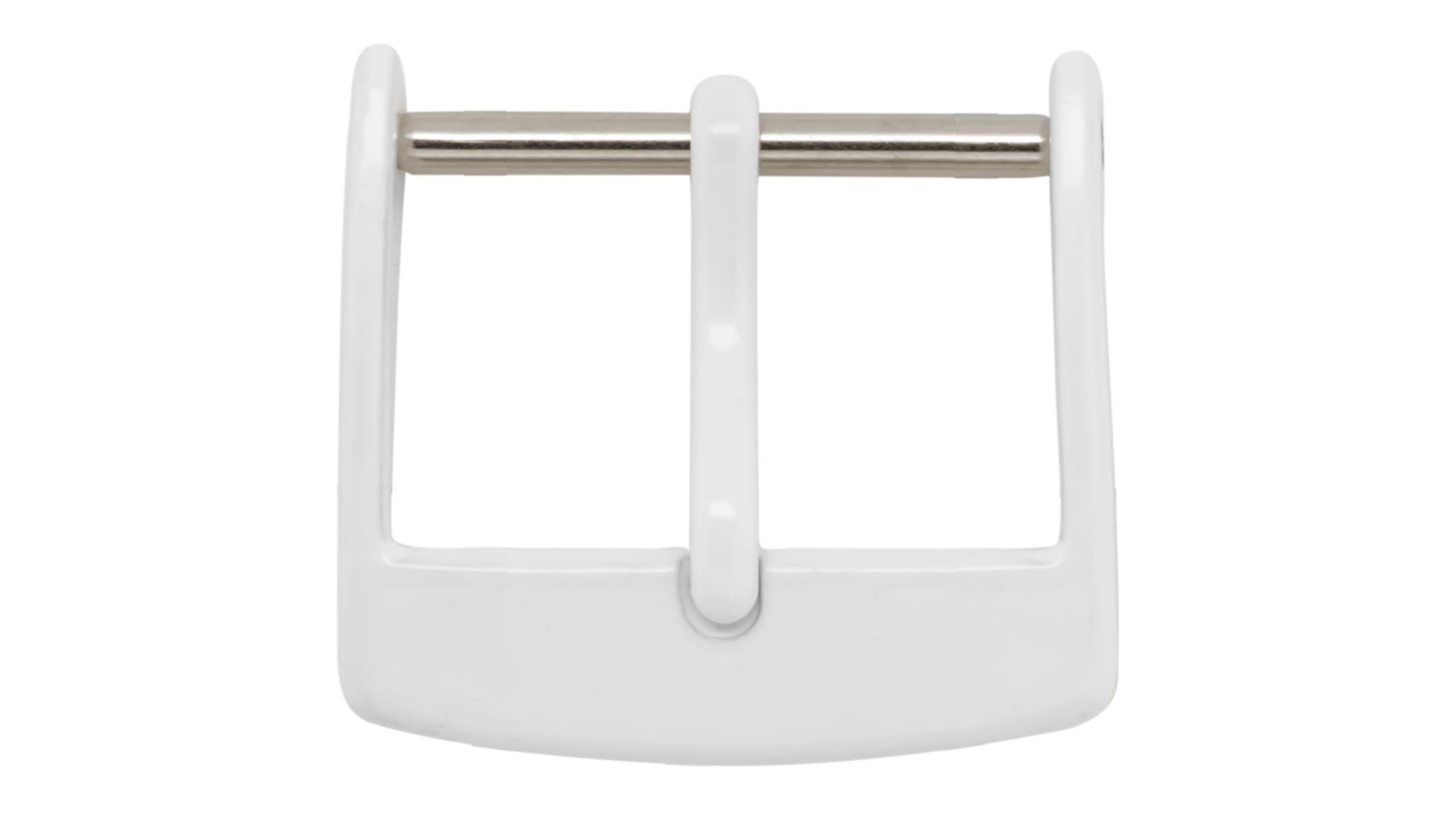 Boucle ardillon pour bracelet cuir, revêtement plastique blanc, 12 mm