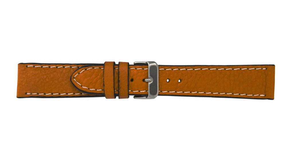 Uhrenband, Rodeo Soft, Kalbsleder, 20 mm, Braun, Schließe Edelstahl