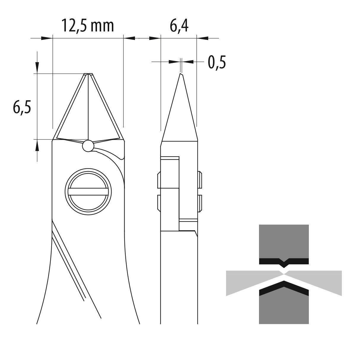 Bergeon 3620 Zijsnijder, hardmetaal, 81 HRC, 118 mm