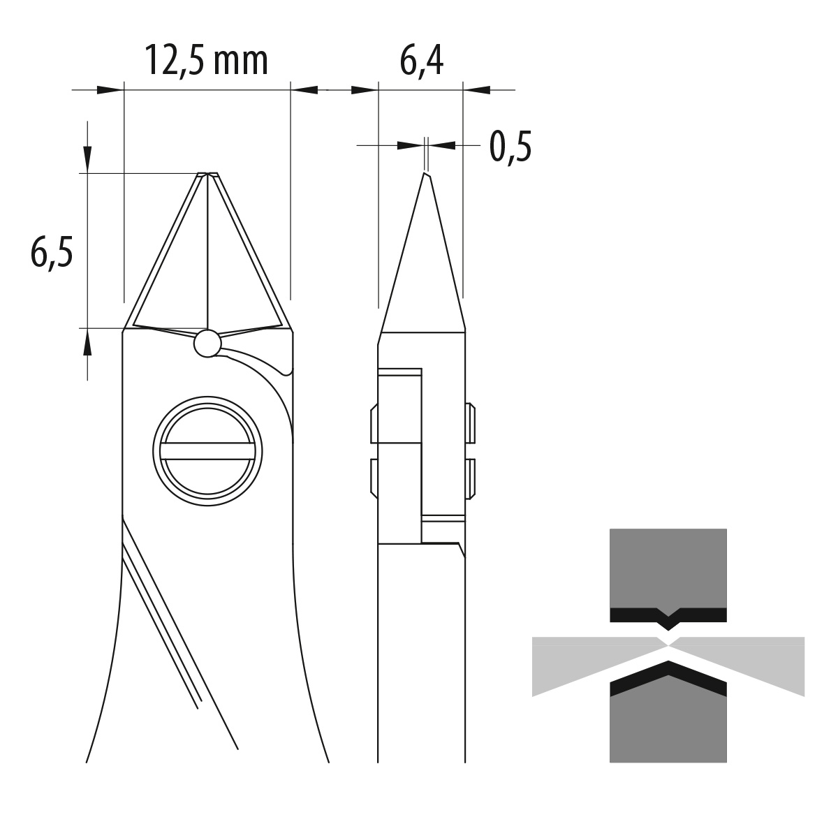 Bergeon 3620 Zijsnijder, hardmetaal, 81 HRC, 118 mm