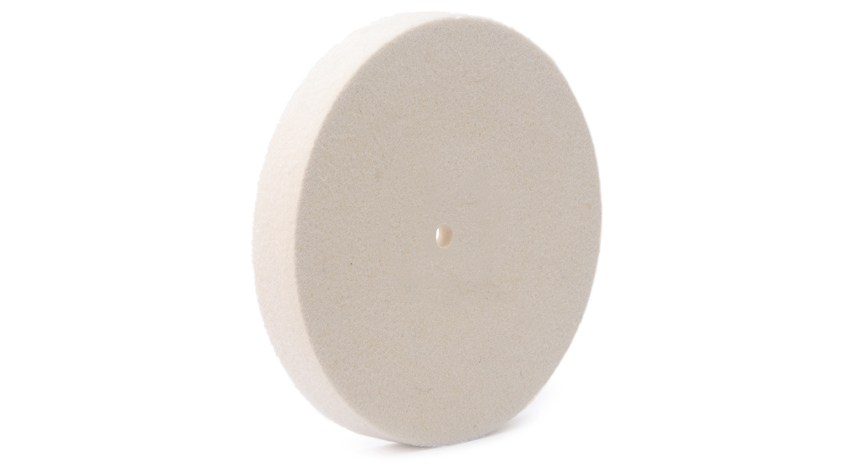 Filzscheibe, Wollfilz, weiß, Ø 180 x 15 mm, Bohrung Ø 5 mm, weich