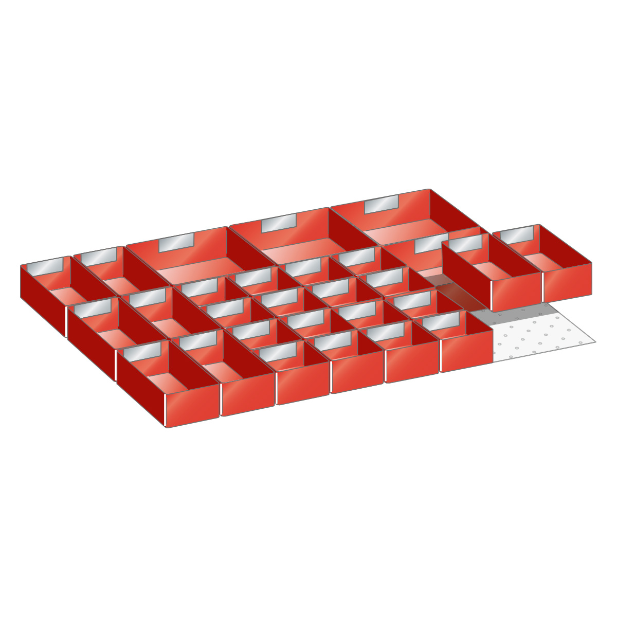 Lista plastic boxes, set for 36 x 27 E with front height 75 mm, 28 pieces