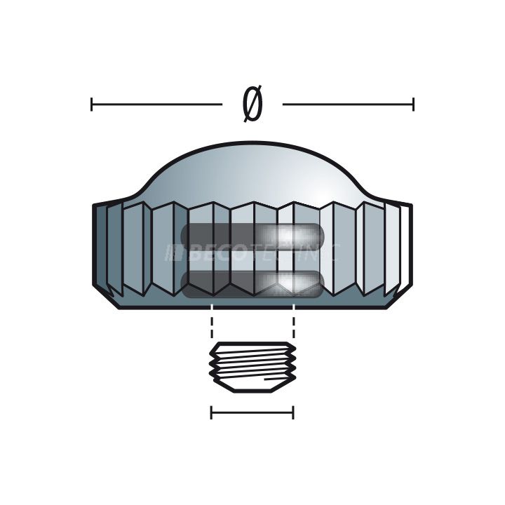 Crown for Diving Watches 919 DOD, stainless steel, height 3,0, Ø 4,0, Tube 2,0, thread 0,90, waterproof, Double 0-Ring joint