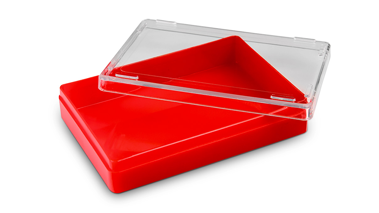 Kunststoffdose mit Deckel, rot, 17 x 90 x 64 mm
