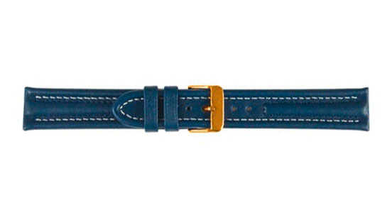 Uhrenband, Arizona Sport, Kalbsleder, 18 mm, Dunkelblau, Schließe Vergoldet