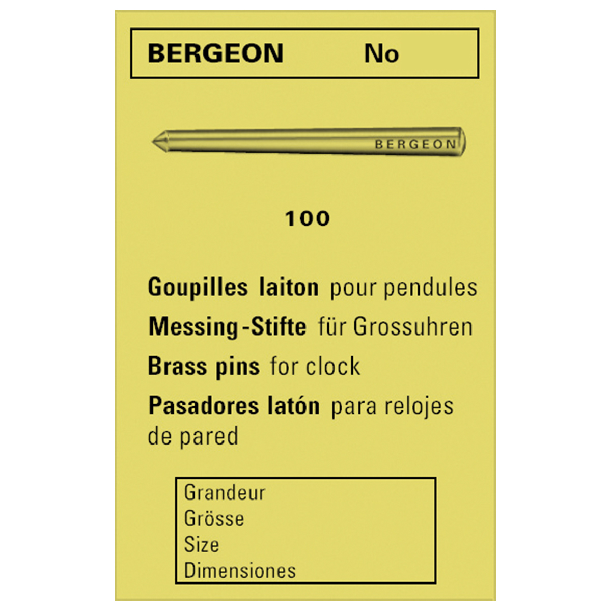 Bergeon 2663 DI 0.30 messing pennen voor grote klokken