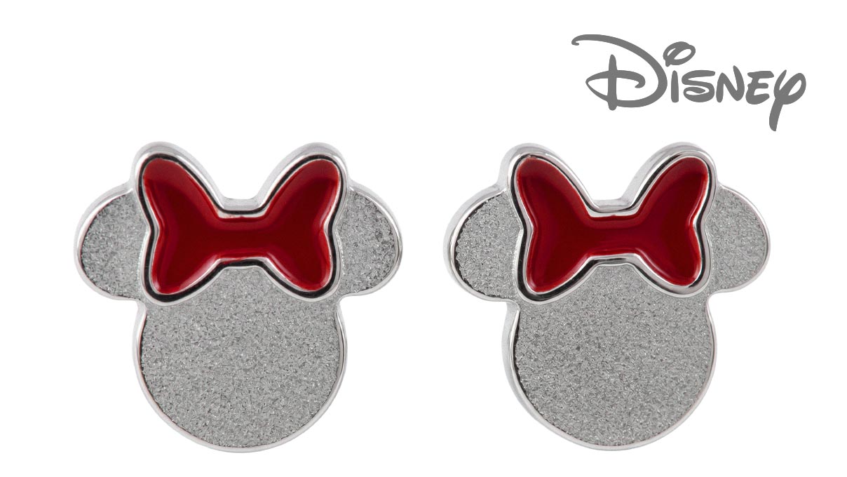 QPP Ohrstecker JCM5, Minnie, Emaille rot, Disney-lizenziert, weiß, 1 Paar