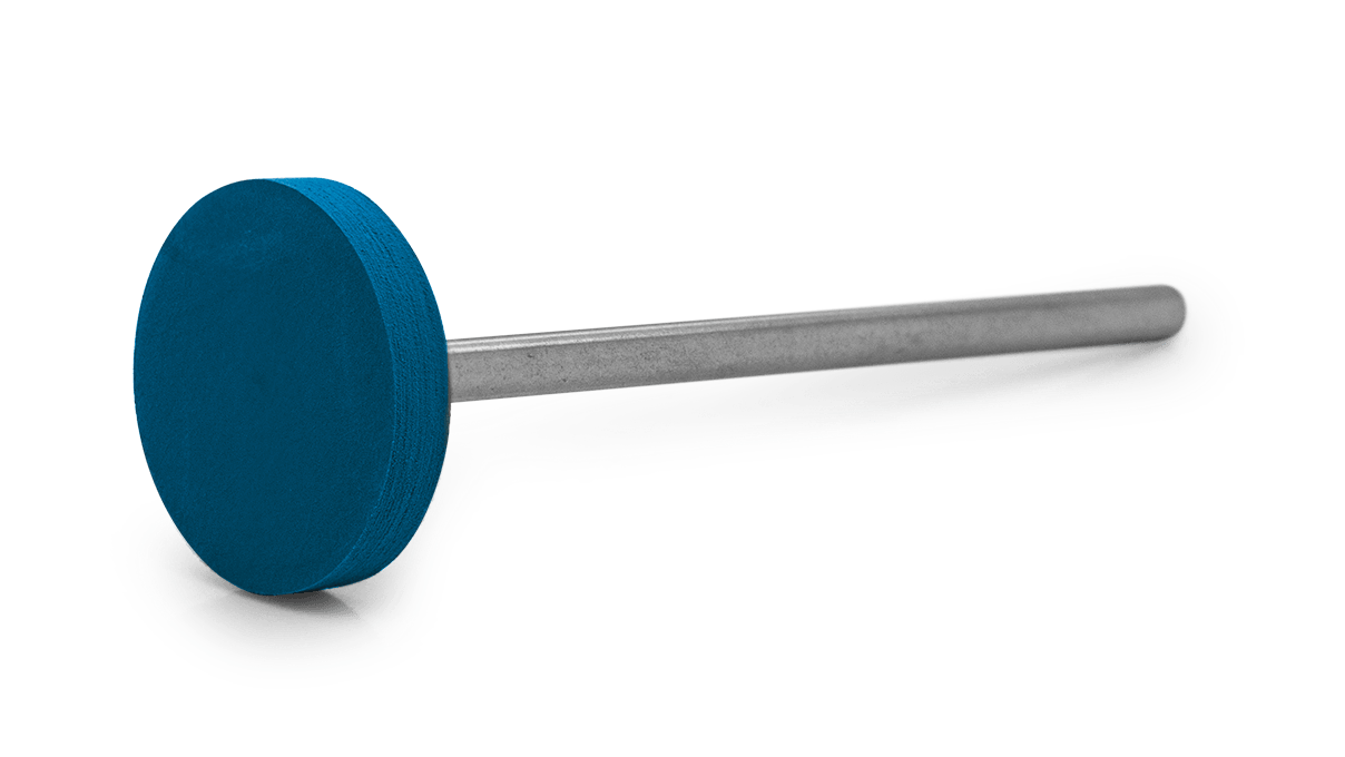 Polijster Eveflex, donkerblauw, wiel, Ø 14,5 x 2 mm, hard, korrel zeer grof, HP-schacht