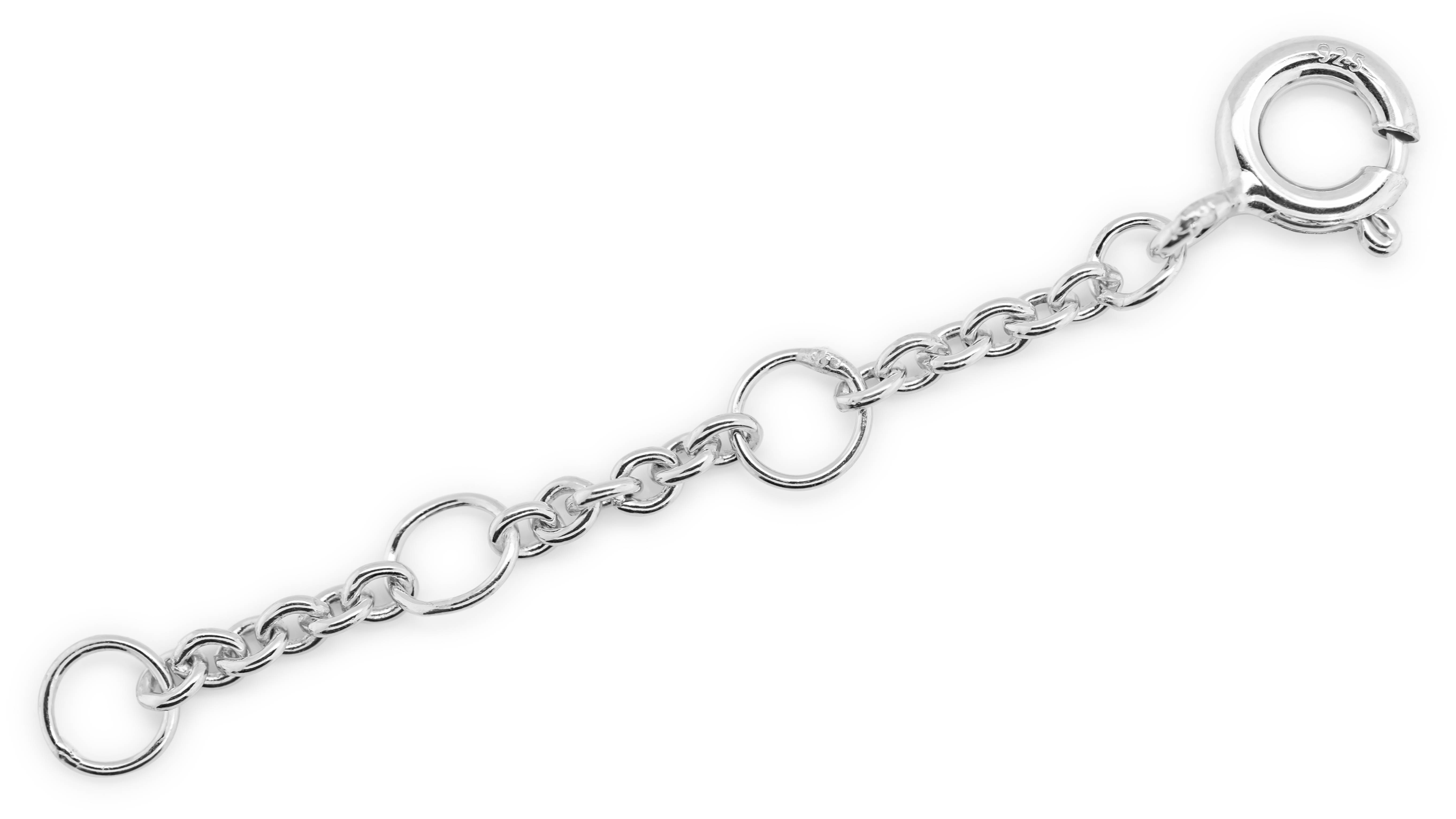 Verlengketting 925/- zilver met 3 oogjes L 5 cm, veerring