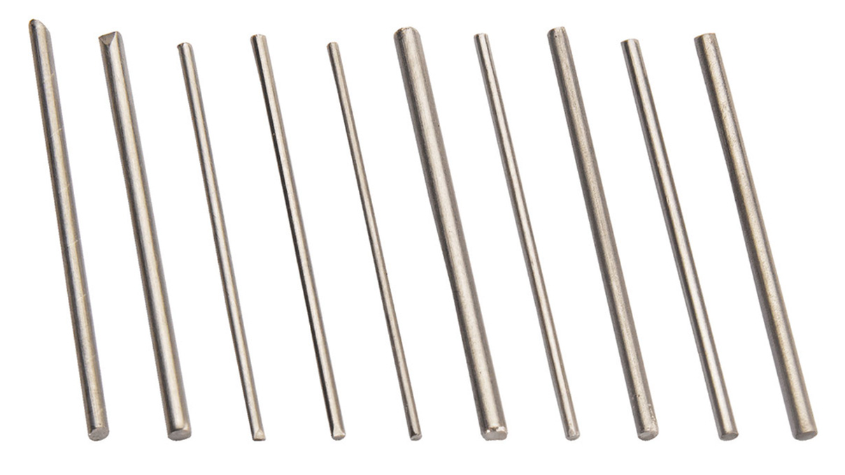 Surtido de pasadores, cilibdrico, acero inoxidable, Ø 0,80-0,90-1,00-1,10-1,20-1,30-1,40-1,50-1,60-1,80
mm, Länge 30 mm, 100 Stück