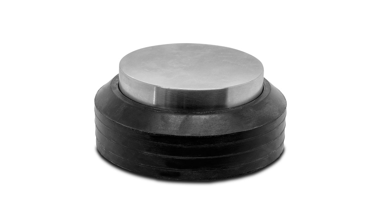 Aambeeld met twee inzetstukken op een harde rubberen basis, Ø 76 mm, vlak