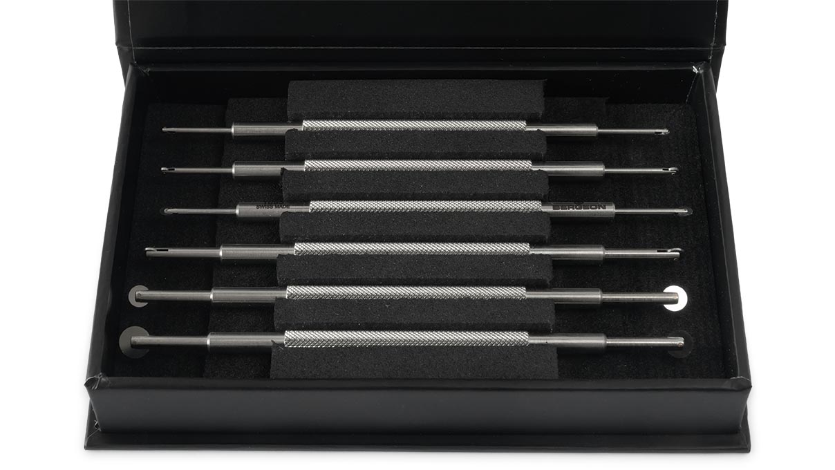 Bergeon 1895-AC6 assortiment van roller verzinkboren, 6 stuks