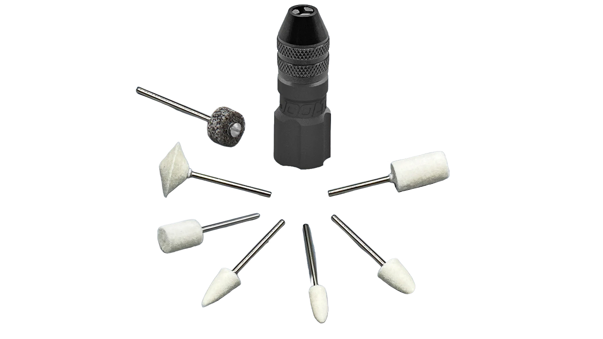 Jooltool MK-HP-2 Anie's Save your Hands Kit PRO 2.0 Spannzange, schlüsselloser Bithalter, inkl. 1 Mini
Scratch Eraser und 5 Mini-Filzpolierköpfen