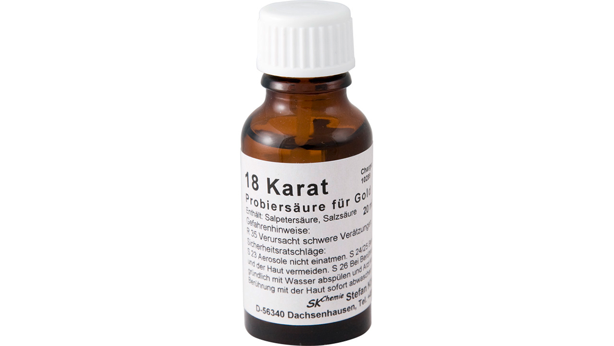 20 ml Flasche Probiersäure für 18 ct Gold