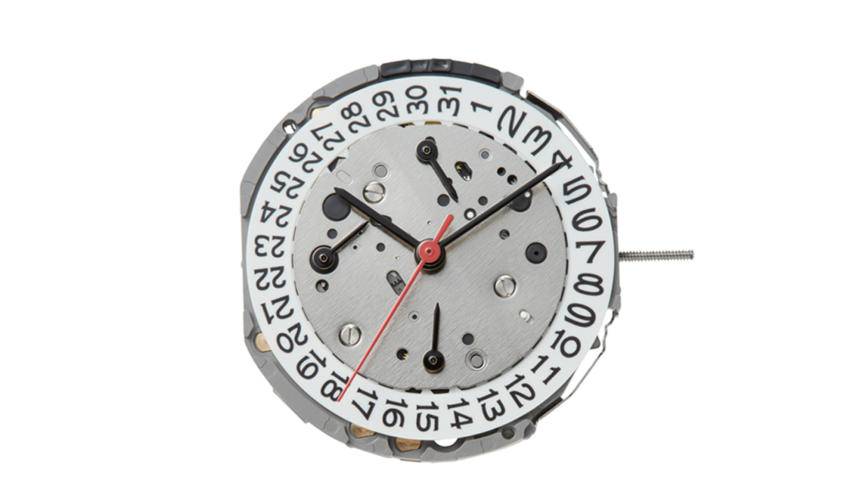 AU-Werk Miyota JP15 12 1/2''' DATE3 SC, DUAL TIME, WEEK, HOUR Quarz