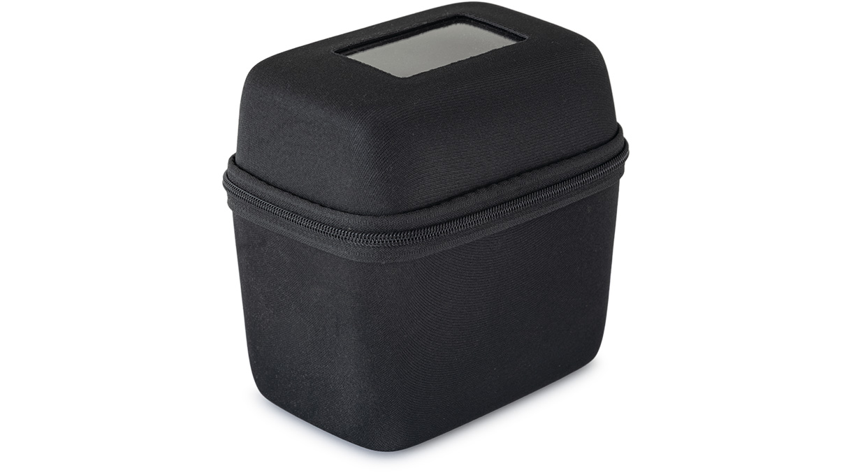Watch Box hard case with viewing window, textile cover, matt shiny, black