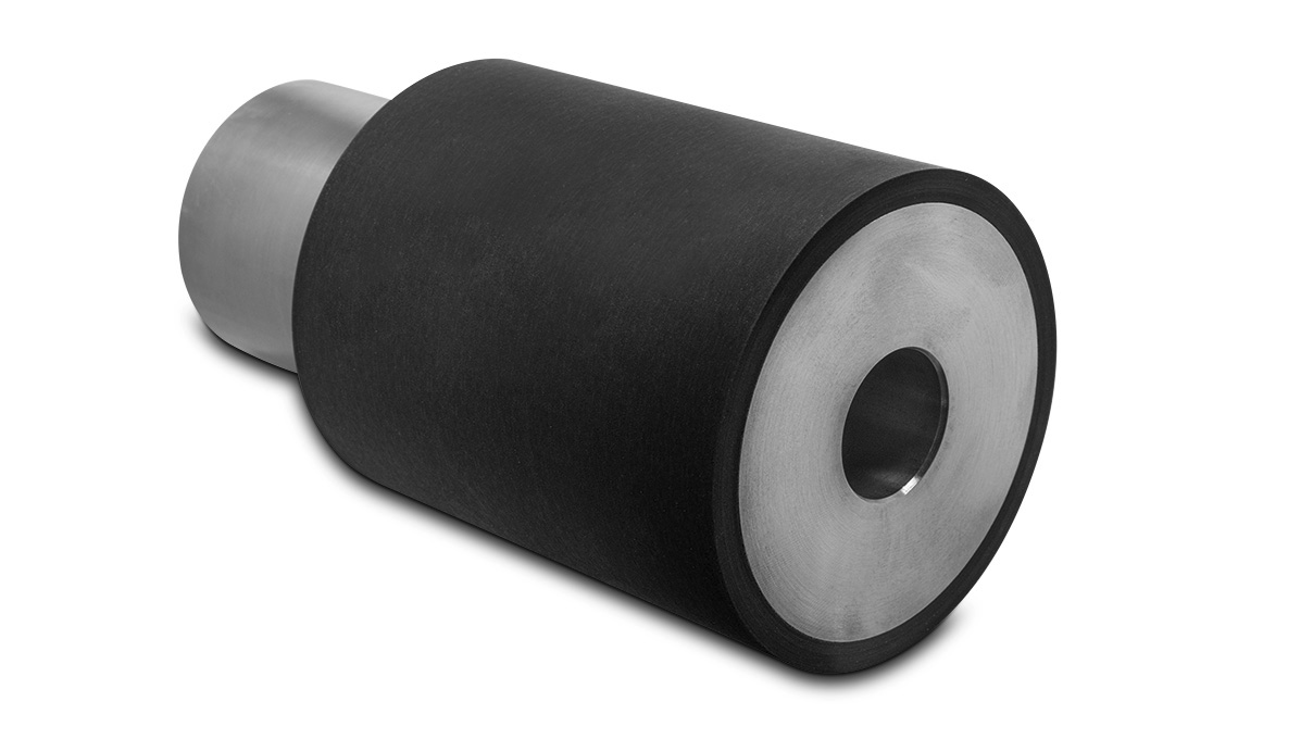 Glatte Gummirolle Ø 80 (M8), Shore 80, schwarz, für Crevoisier Maschinen